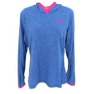The North Face Womens Medium Heathered Blue Pink Hooded Flashdry Pullover Hoodie